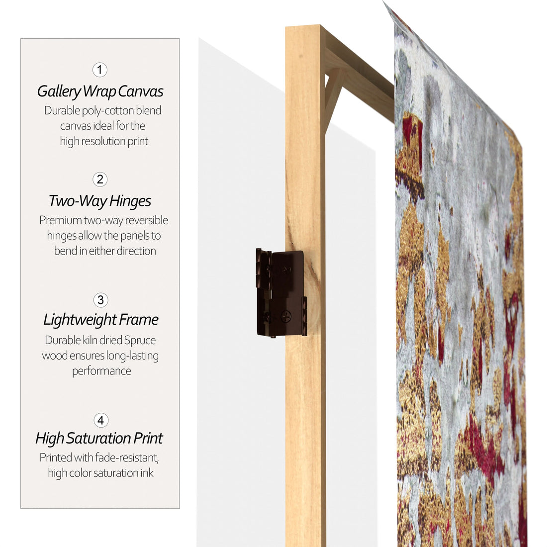 6 ft. Tall Fire and Bronze Canvas Room Divider