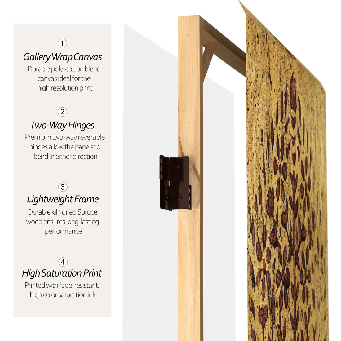 6 ft. Tall Gold Leaf Orchard Canvas Room Divider