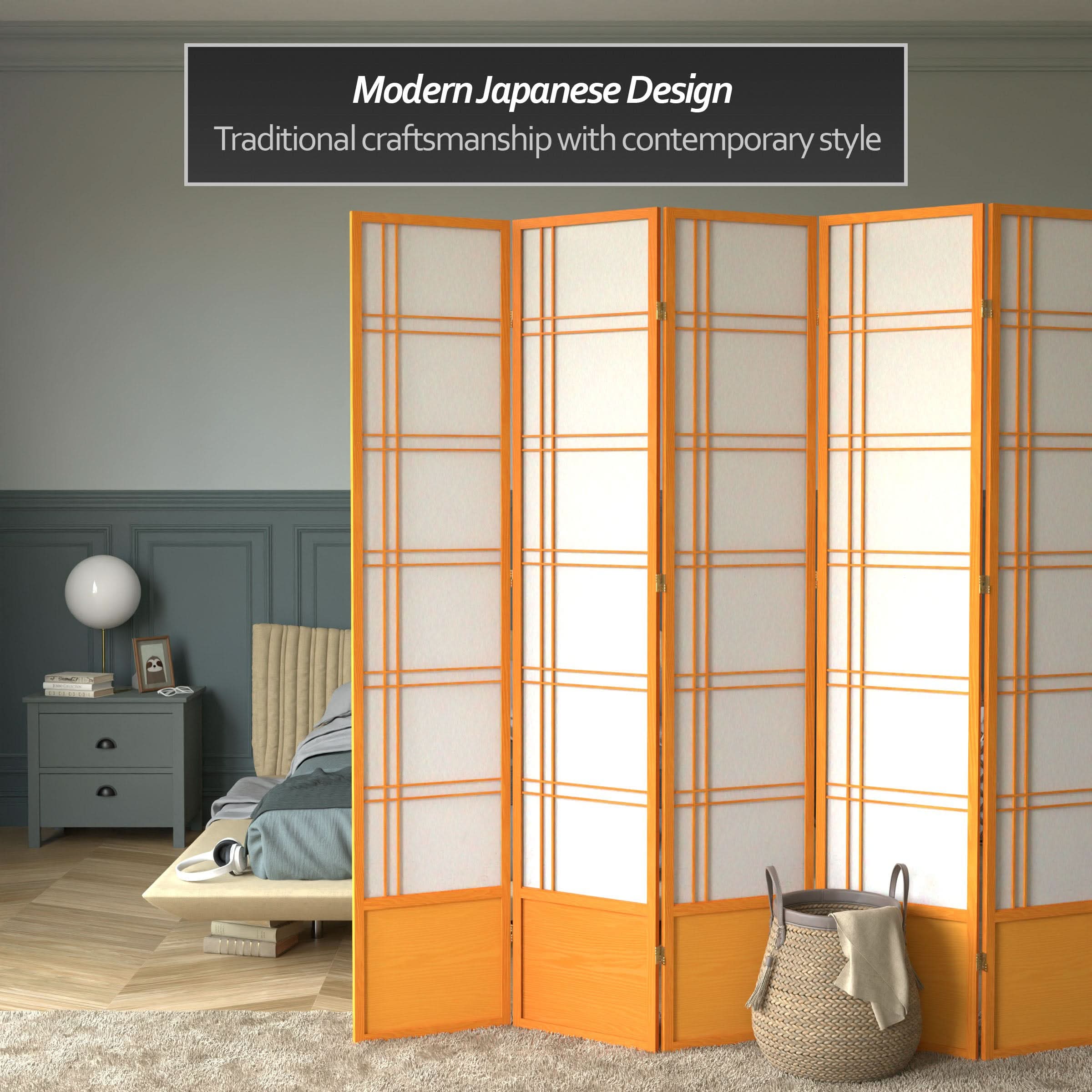 7 ft. Tall Double Cross Shoji Screen