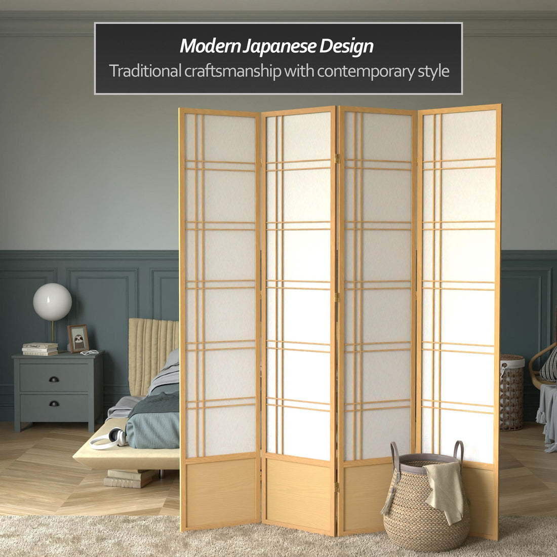 7 ft. Tall Double Cross Shoji Screen