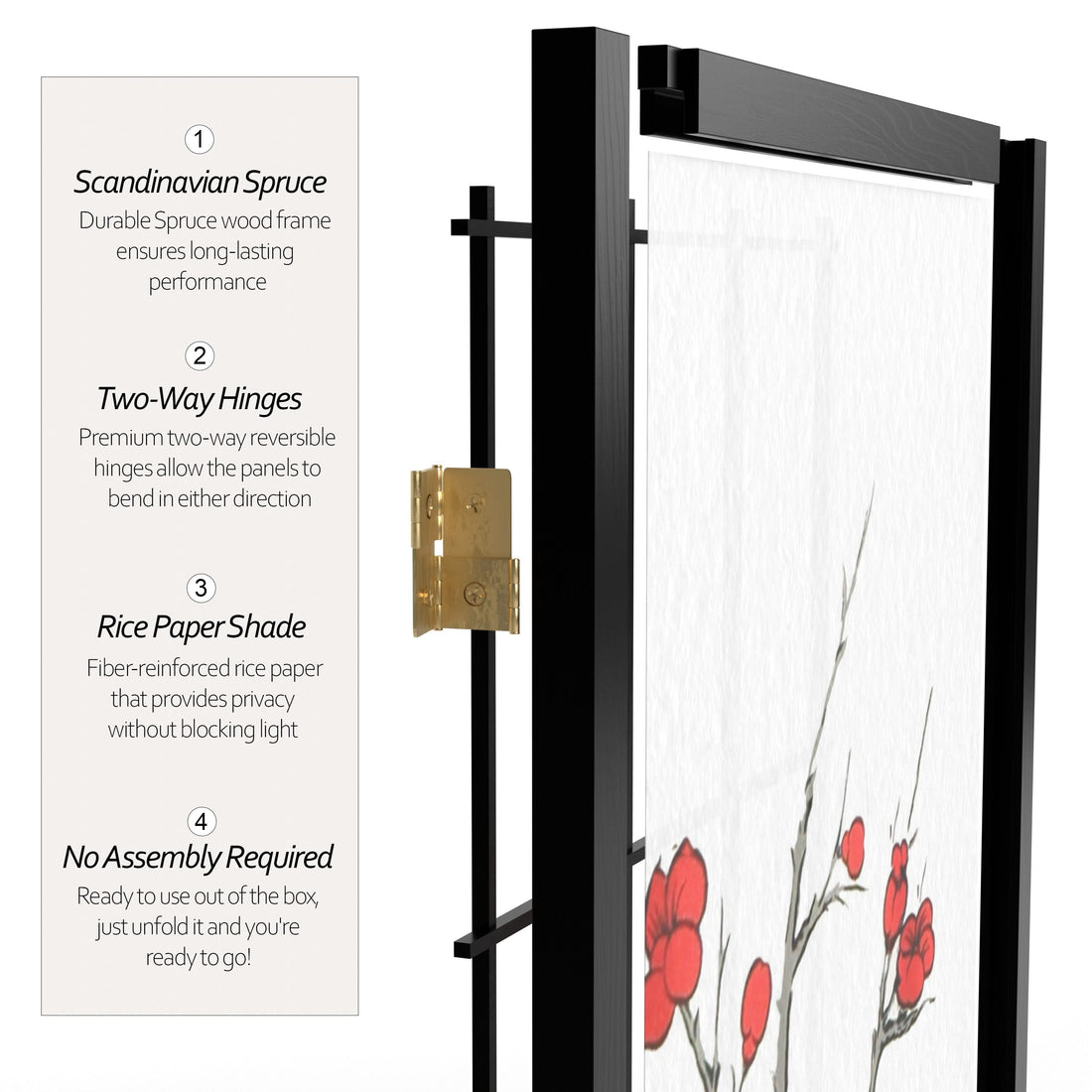 7 ft. Tall Cherry Blossom Shoji Screen