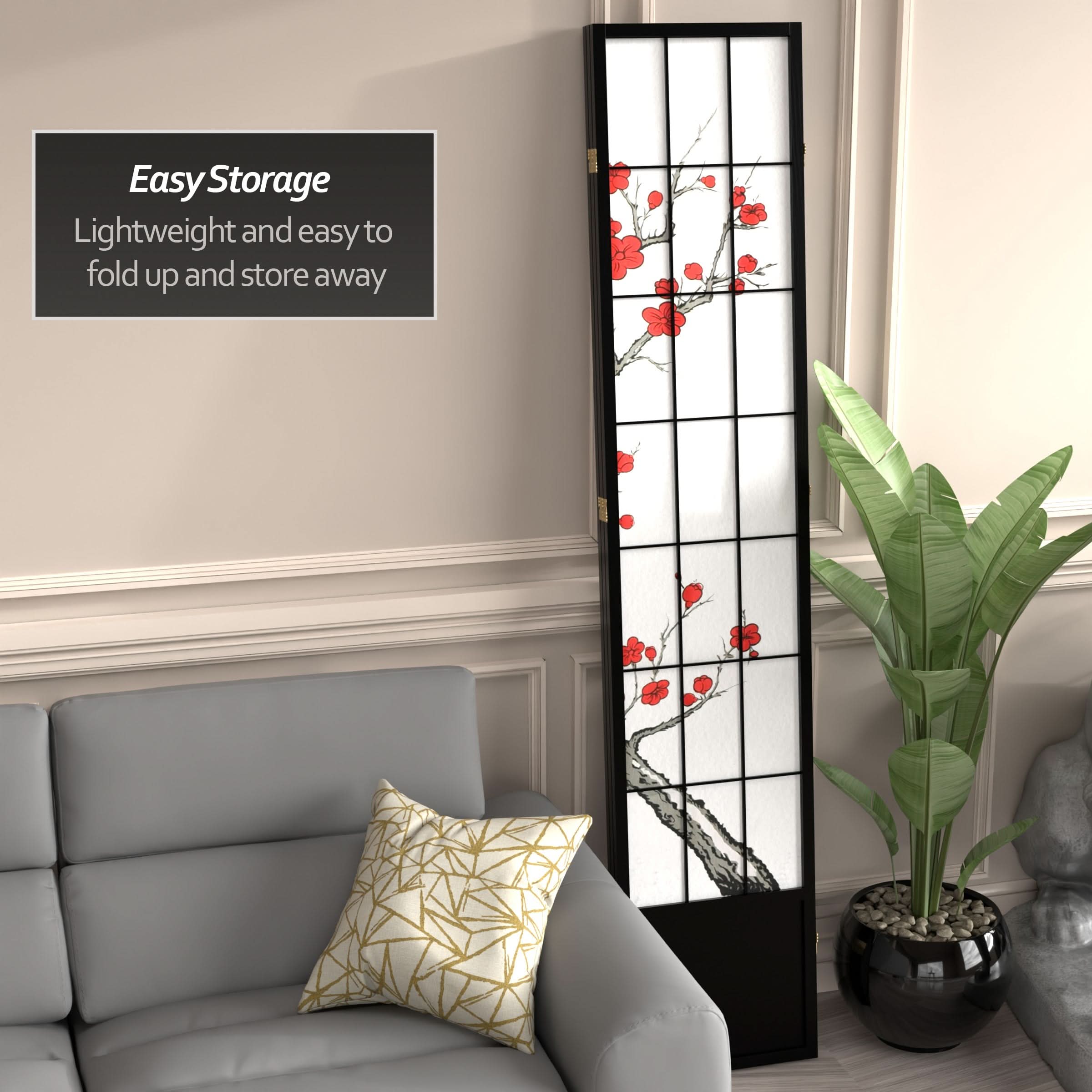 7 ft. Tall Cherry Blossom Shoji Screen