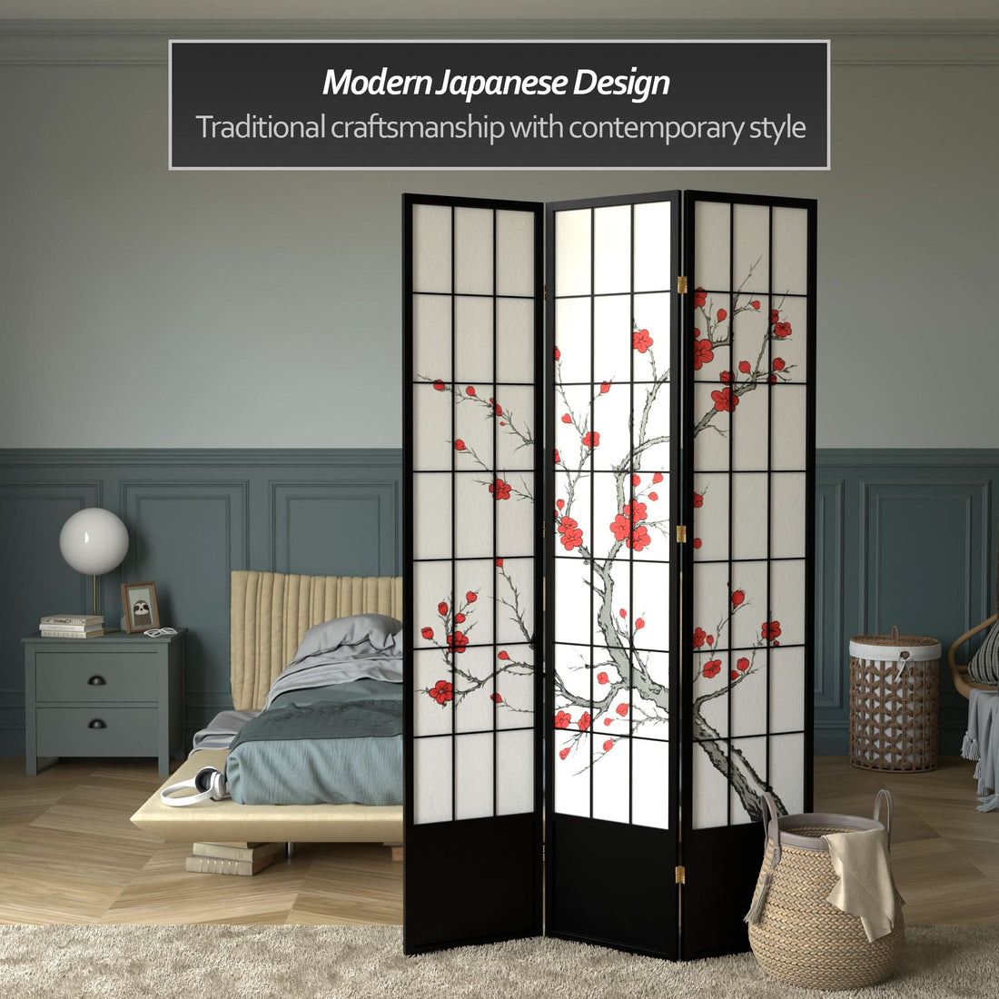 7 ft. Tall Cherry Blossom Shoji Screen