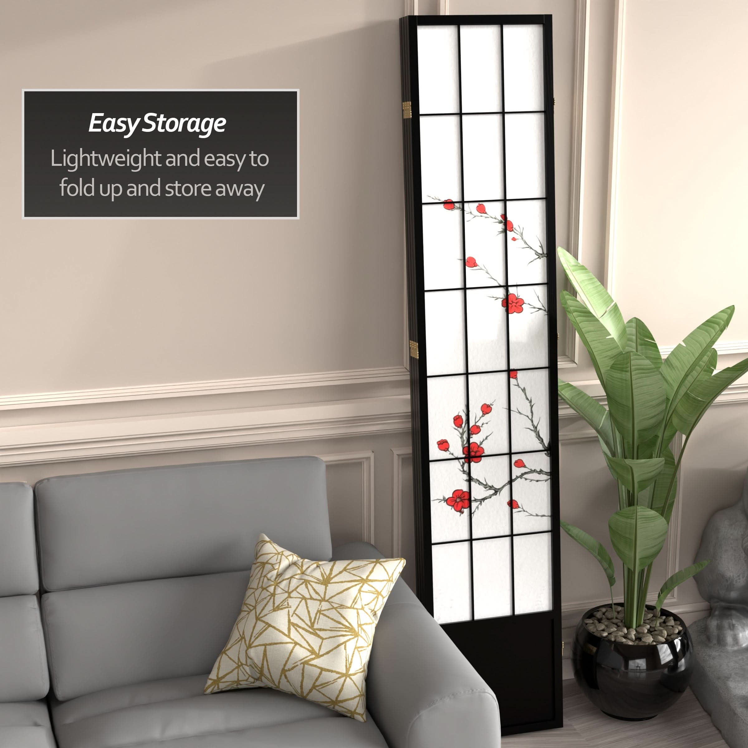 7 ft. Tall Cherry Blossom Shoji Screen