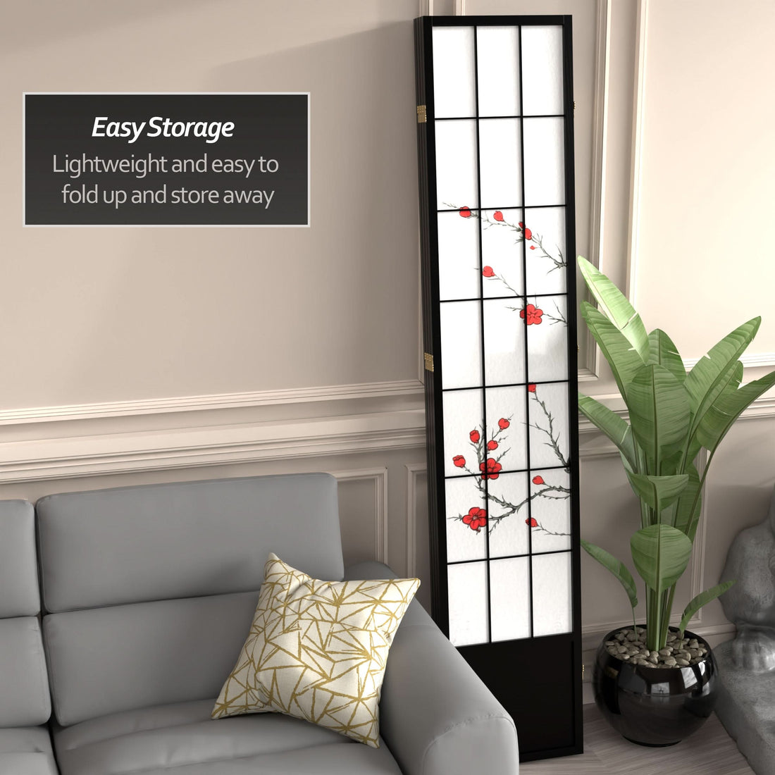 7 ft. Tall Cherry Blossom Shoji Screen