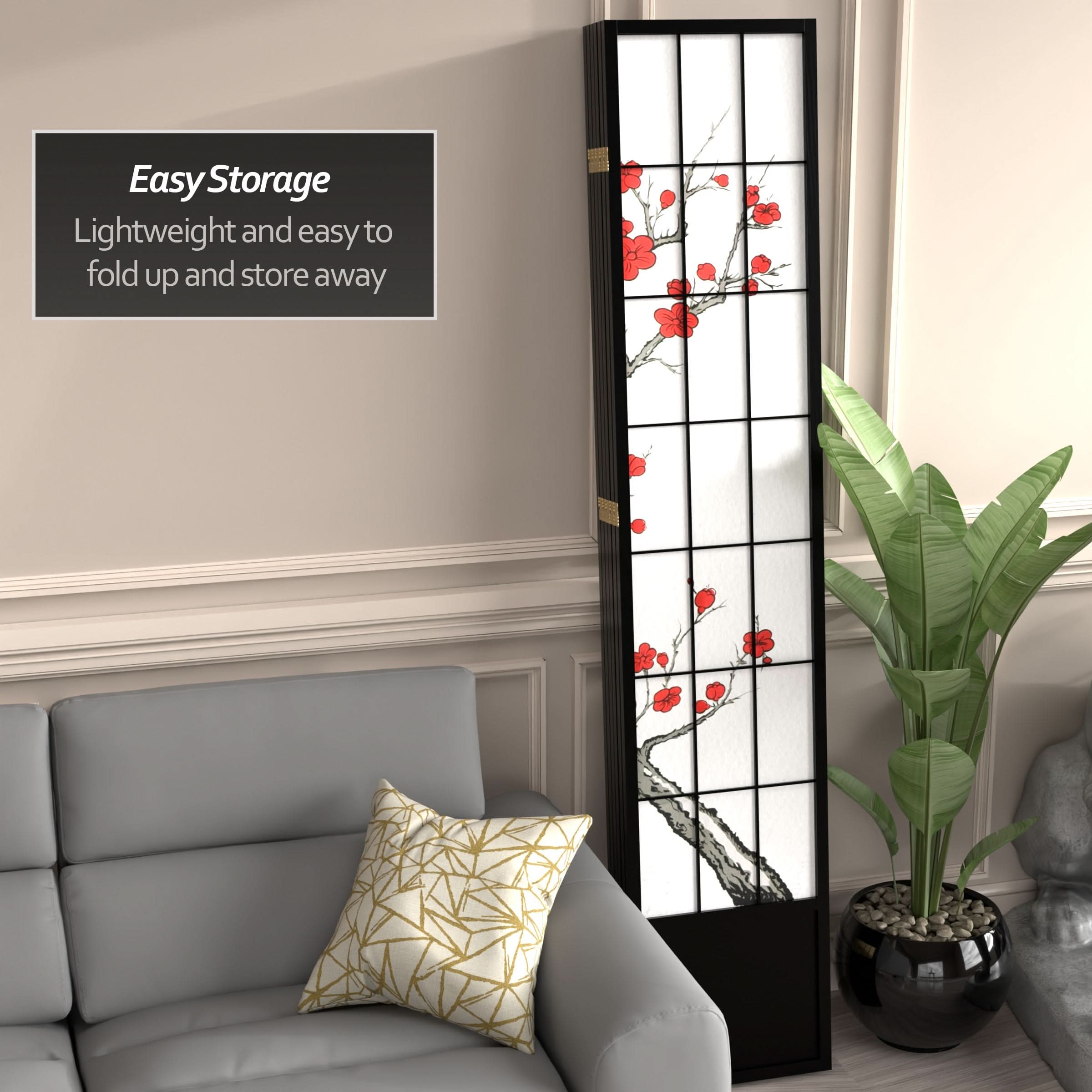 7 ft. Tall Cherry Blossom Shoji Screen