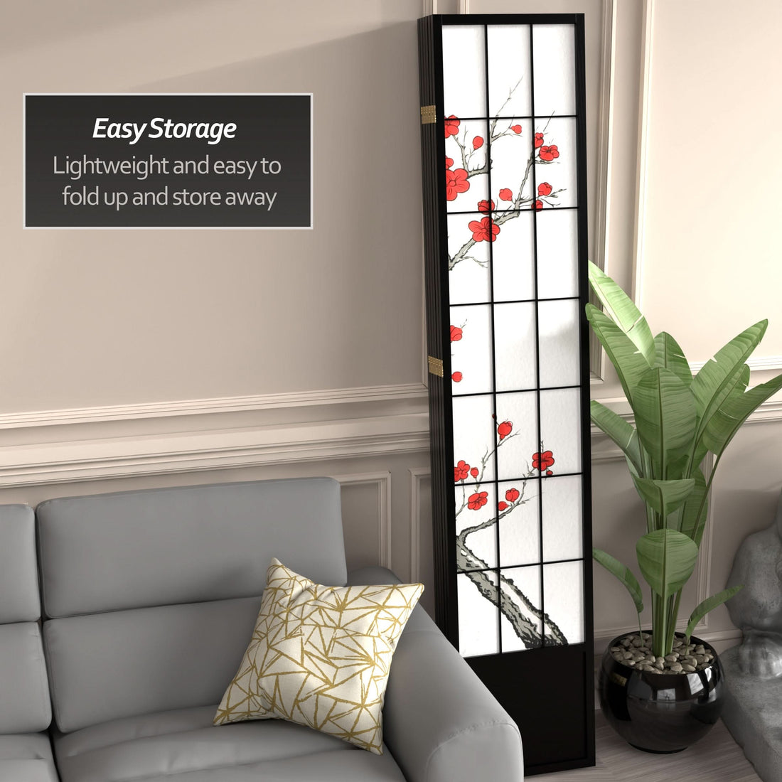 7 ft. Tall Cherry Blossom Shoji Screen