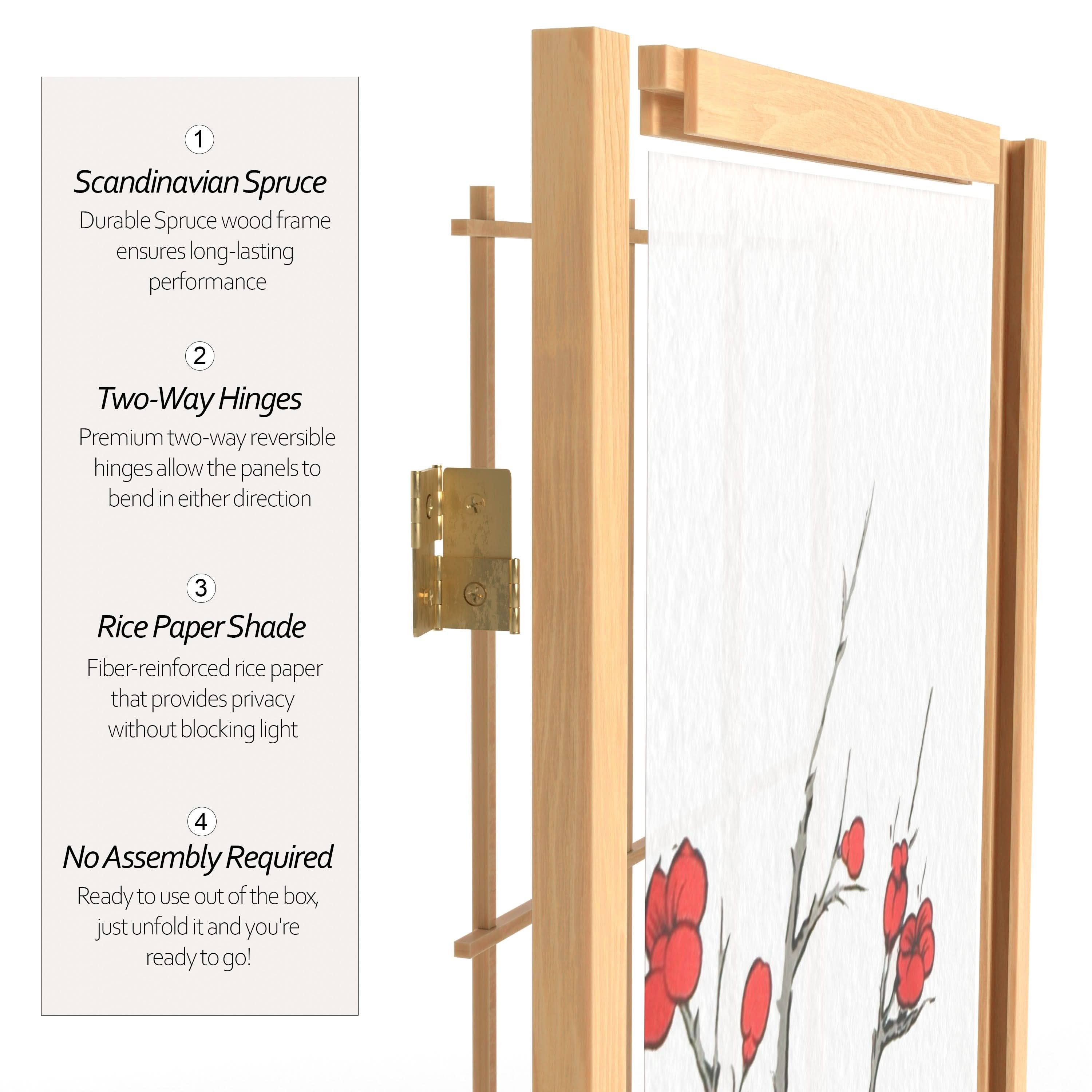 7 ft. Tall Cherry Blossom Shoji Screen