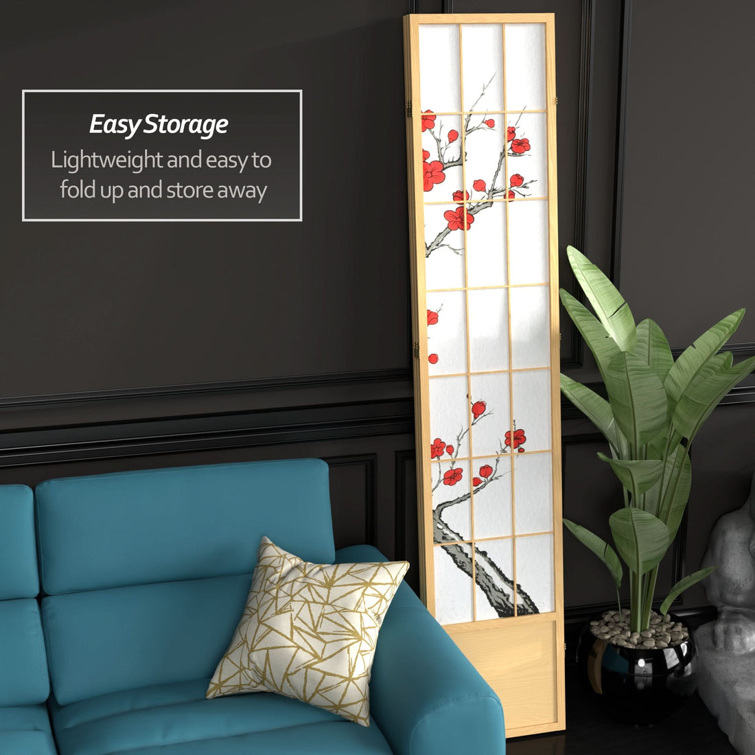 7 ft. Tall Cherry Blossom Shoji Screen