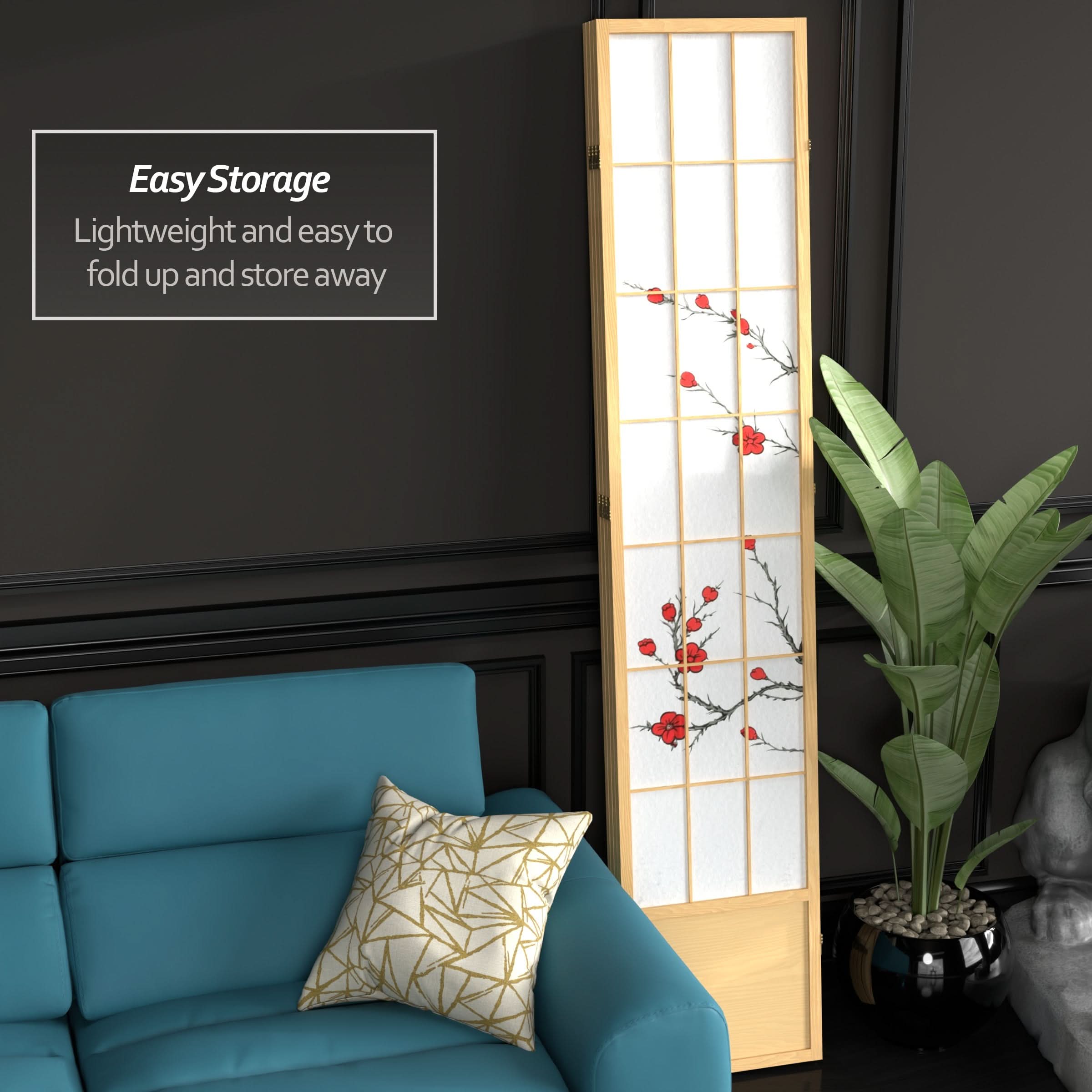 7 ft. Tall Cherry Blossom Shoji Screen