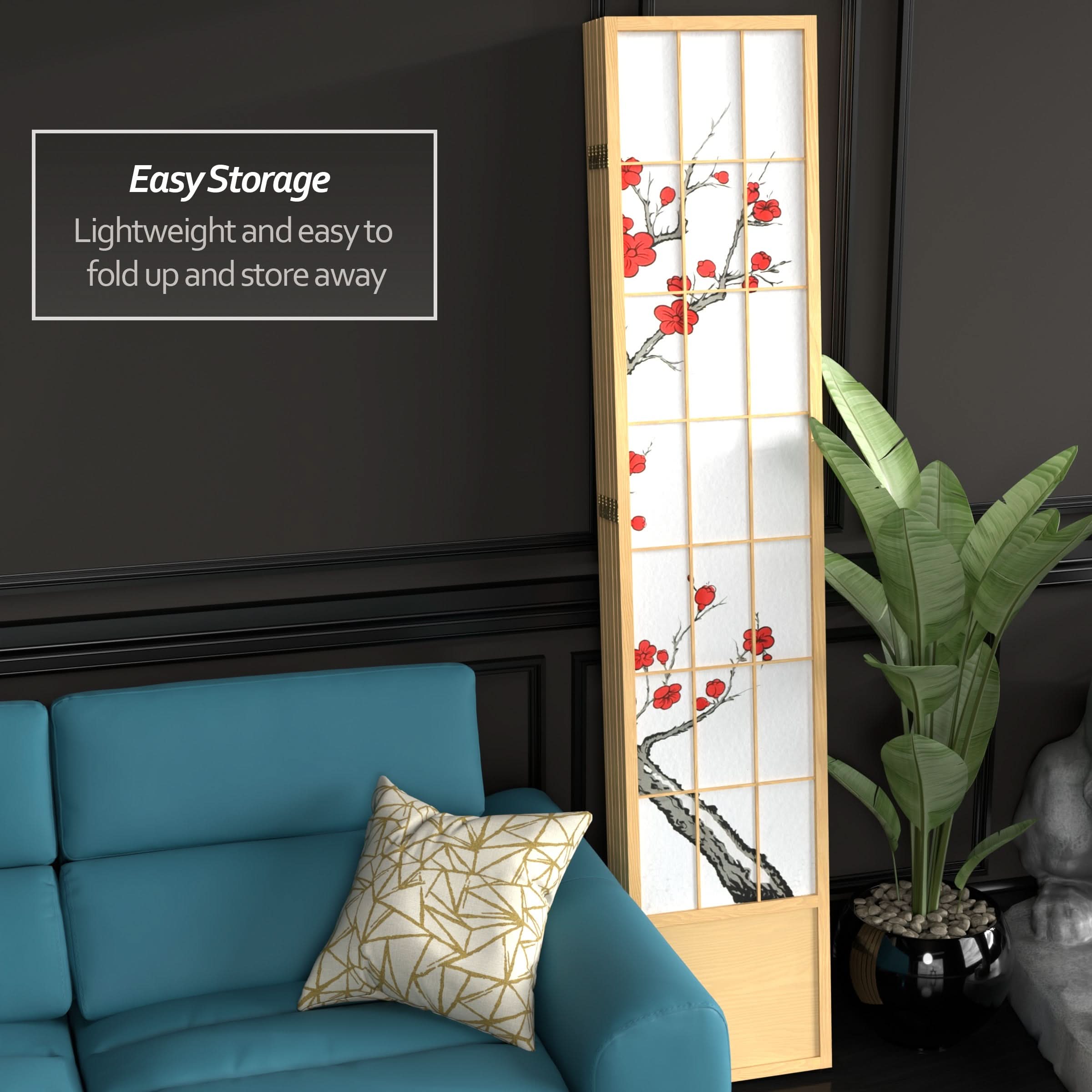 7 ft. Tall Cherry Blossom Shoji Screen