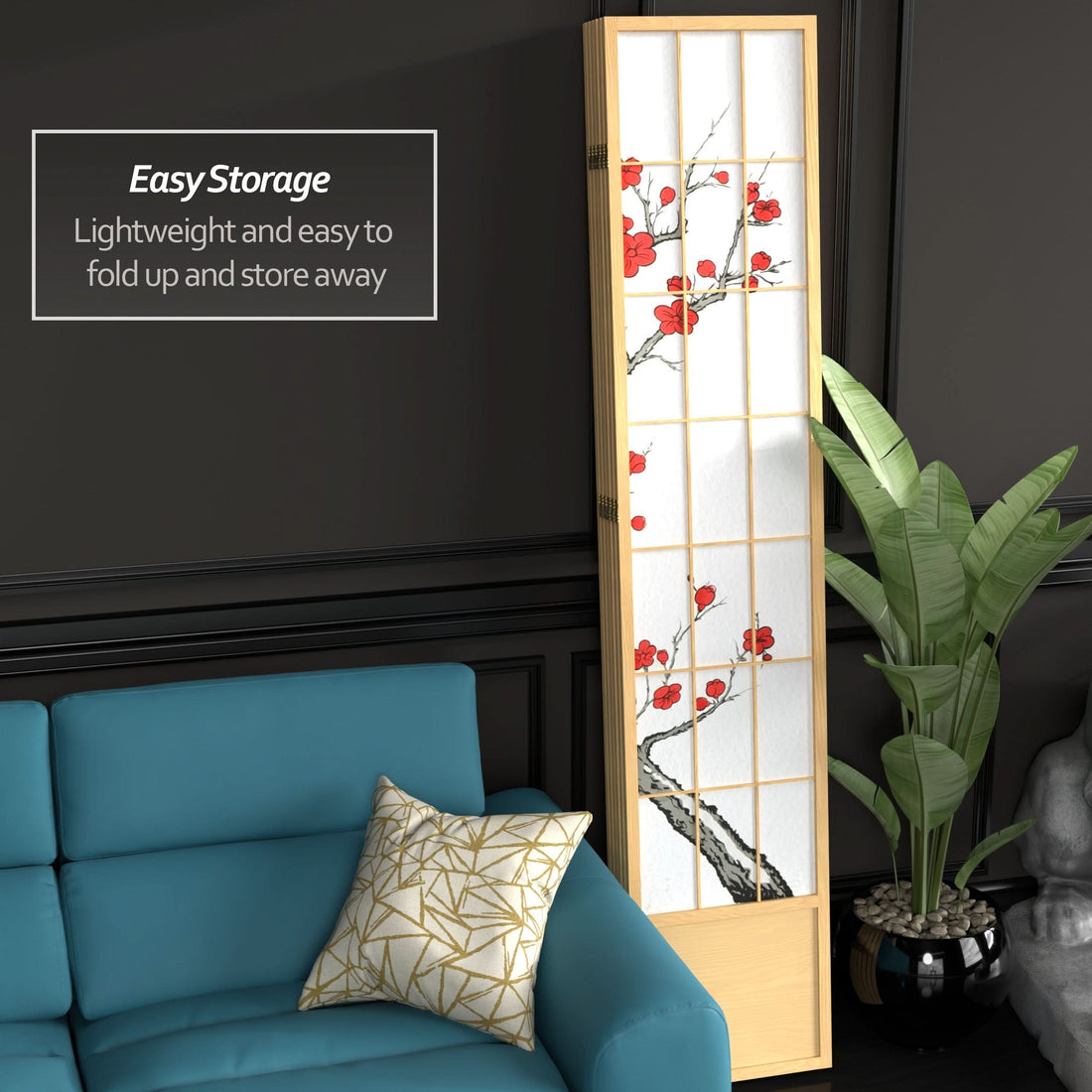 7 ft. Tall Cherry Blossom Shoji Screen