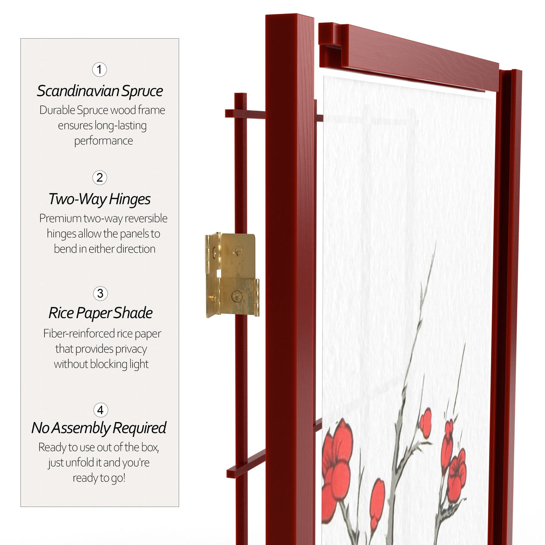 7 ft. Tall Cherry Blossom Shoji Screen