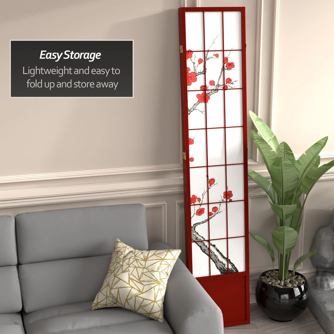 7 ft. Tall Cherry Blossom Shoji Screen