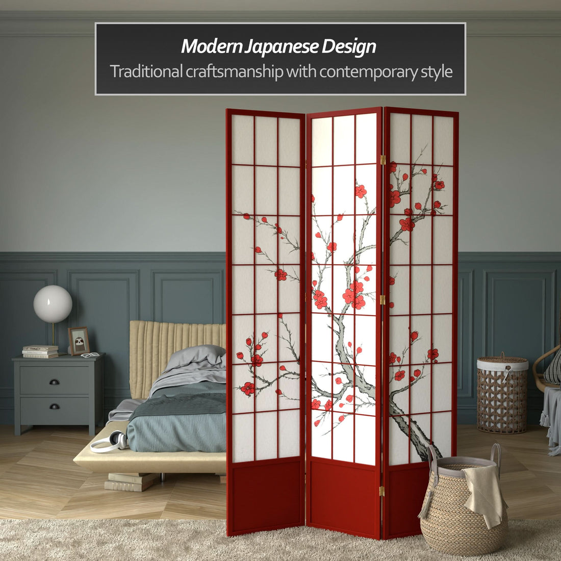 7 ft. Tall Cherry Blossom Shoji Screen