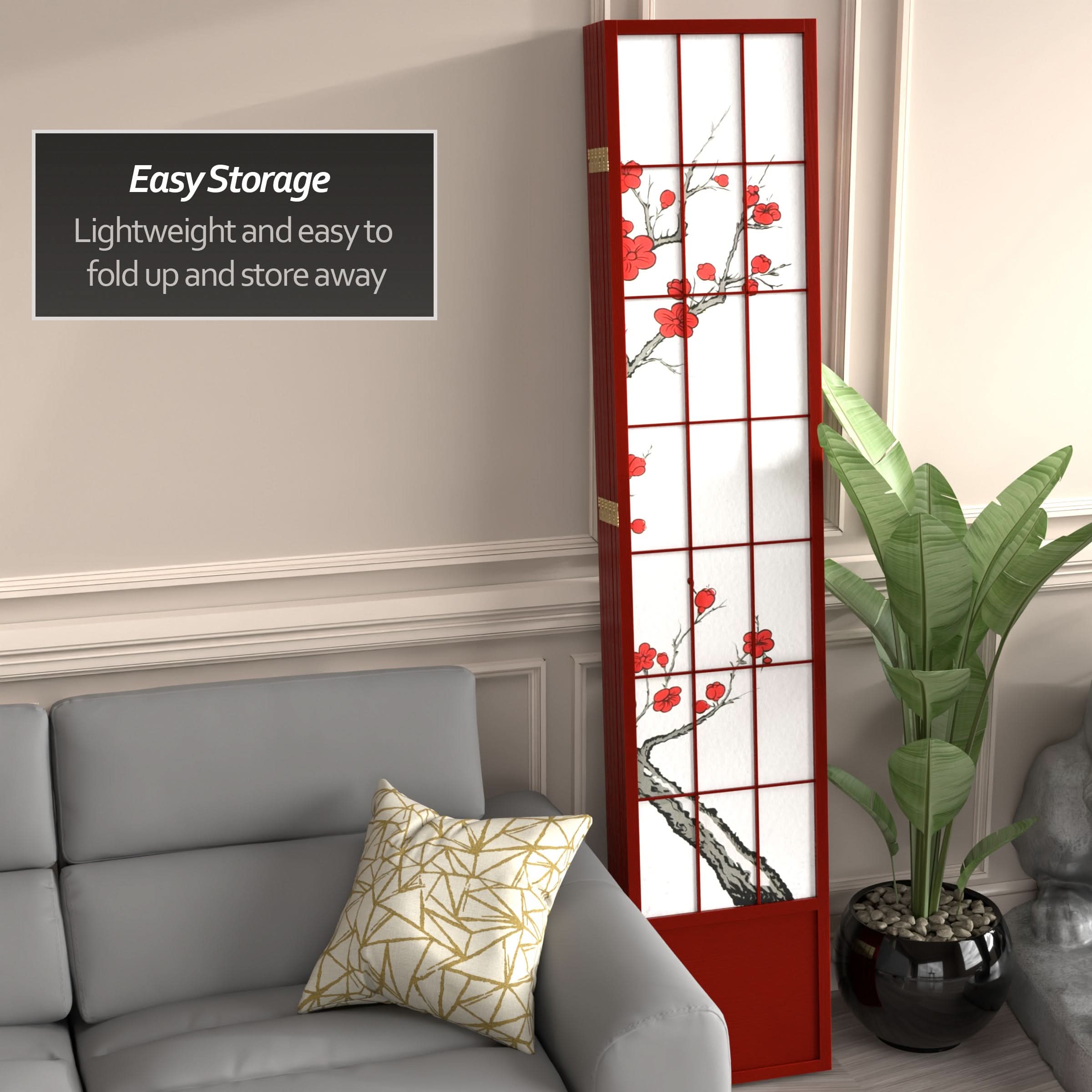 7 ft. Tall Cherry Blossom Shoji Screen