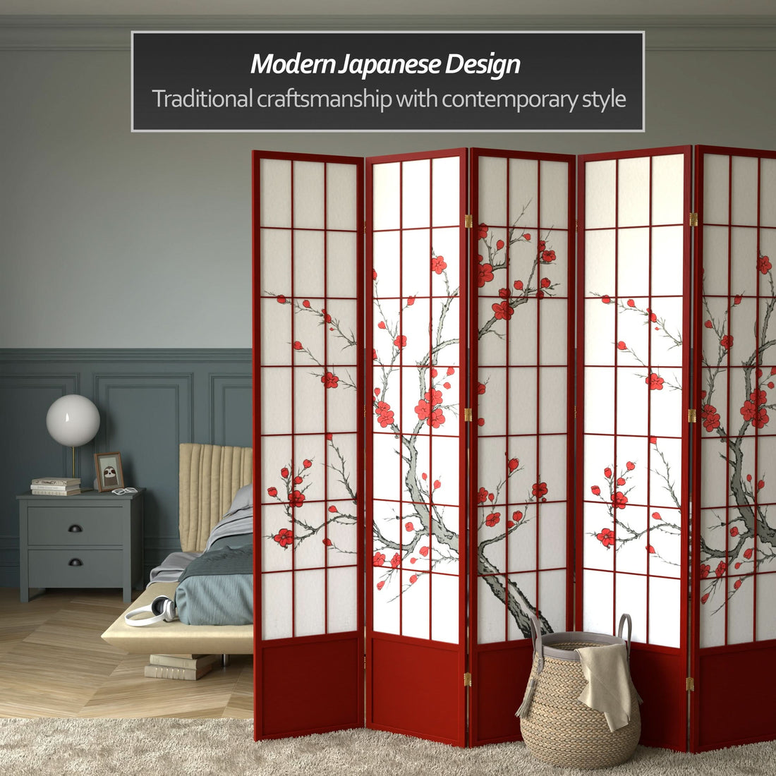 7 ft. Tall Cherry Blossom Shoji Screen