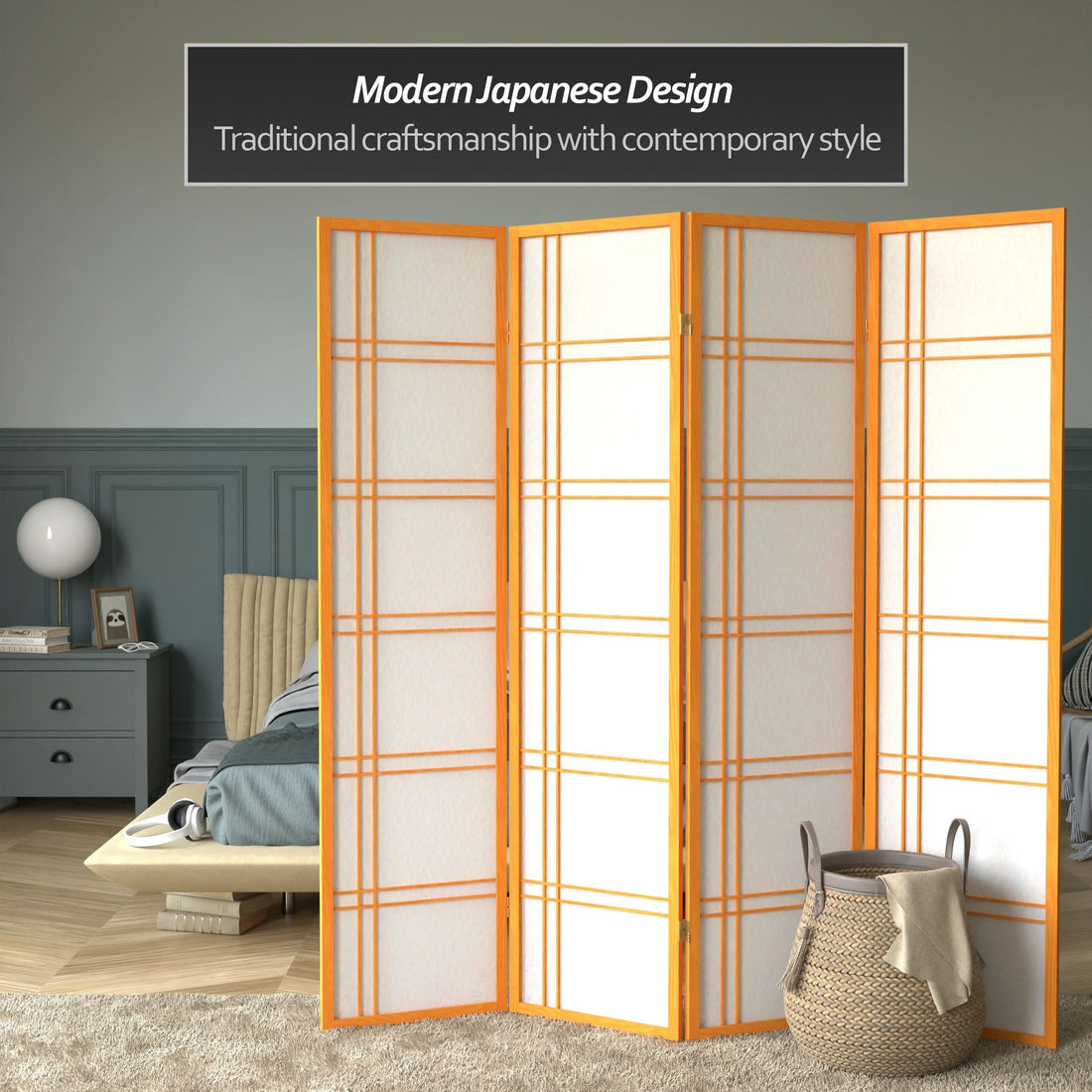 6 ft. Tall Double Cross Shoji Screen