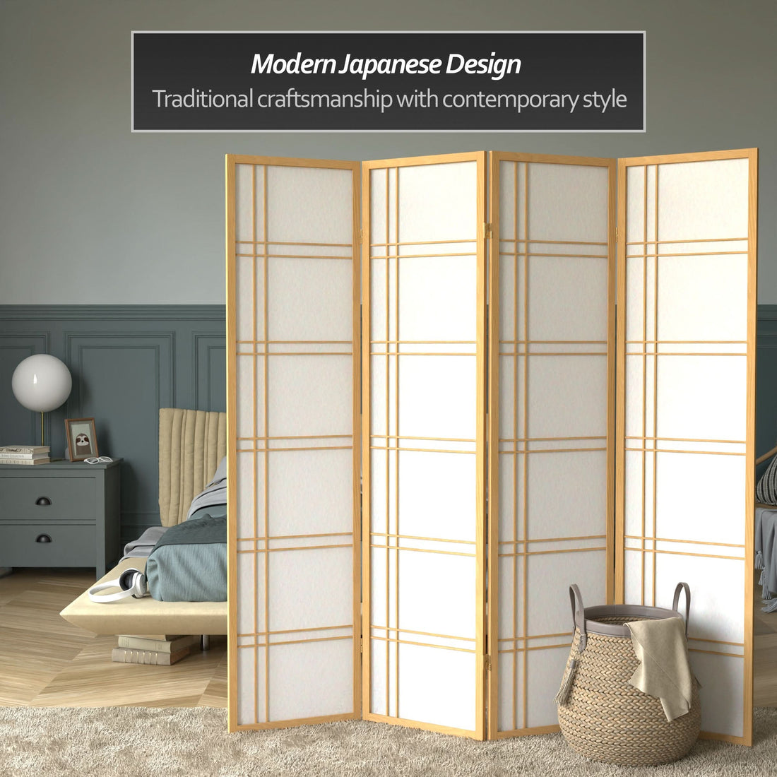 6 ft. Tall Double Cross Shoji Screen