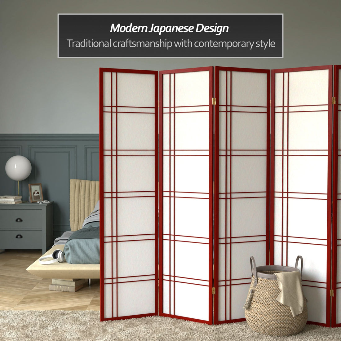 6 ft. Tall Double Cross Shoji Screen