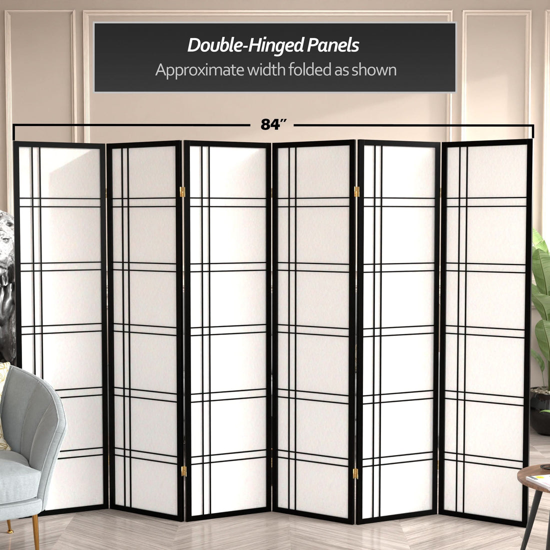 6 ft. Tall Double Cross Shoji Screen