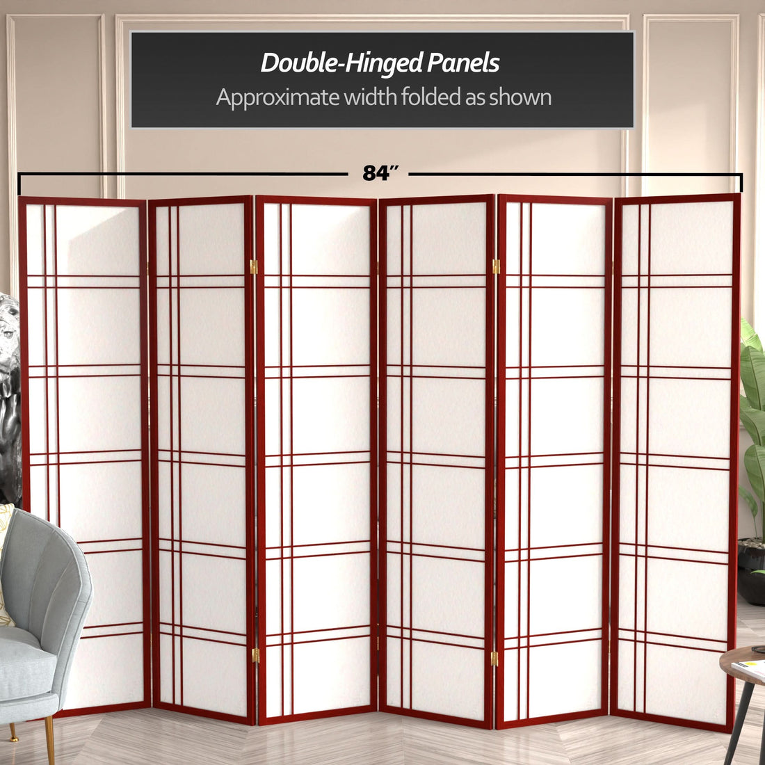 6 ft. Tall Double Cross Shoji Screen