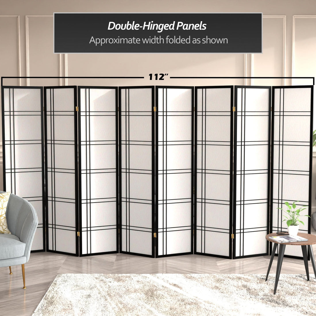 6 ft. Tall Double Cross Shoji Screen