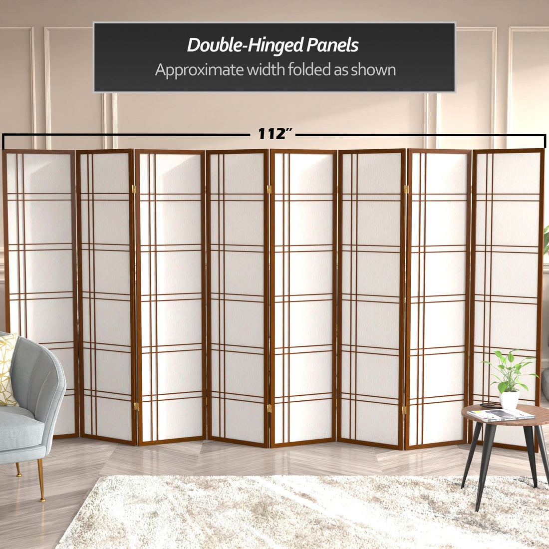 6 ft. Tall Double Cross Shoji Screen