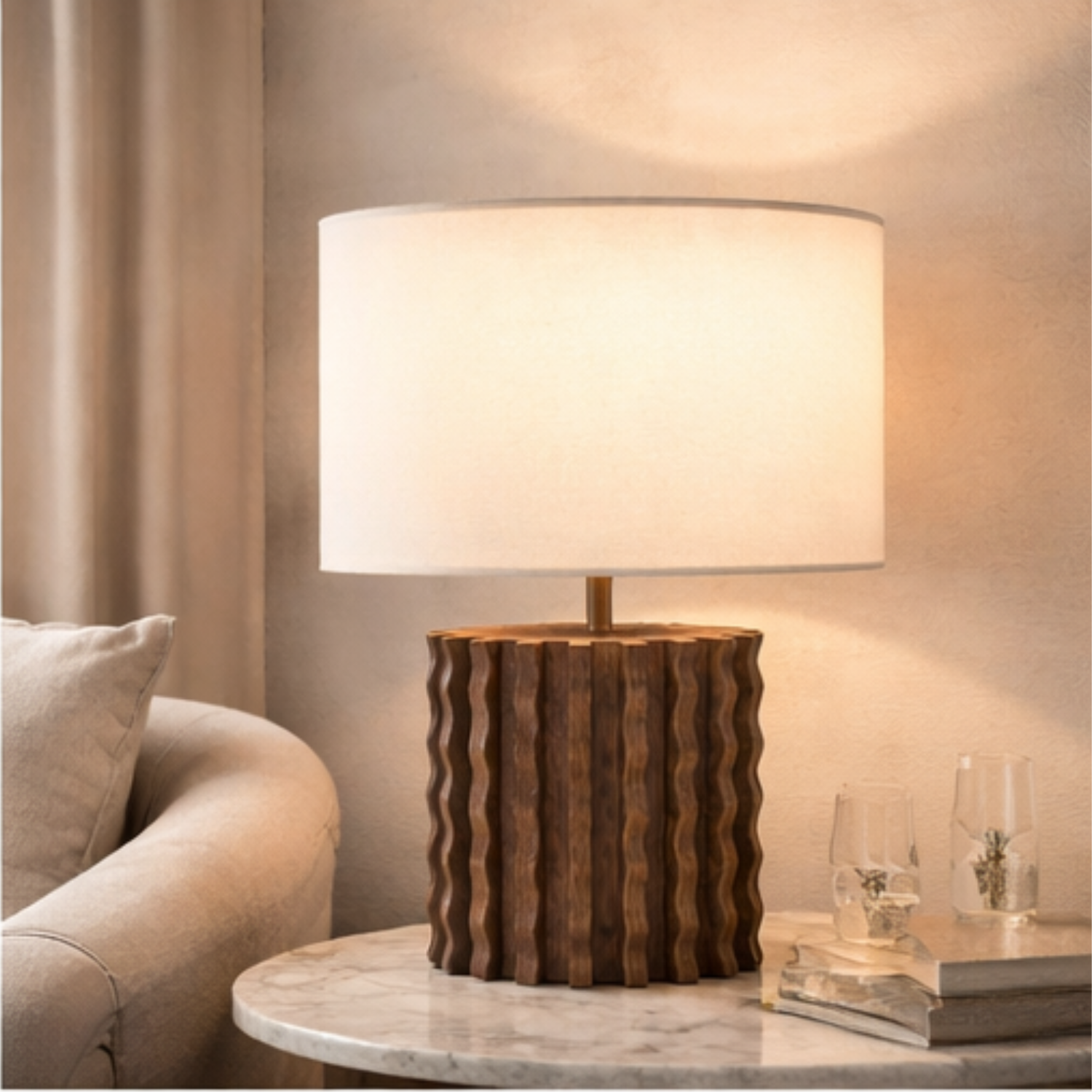 Swirl Oak Table Lamp