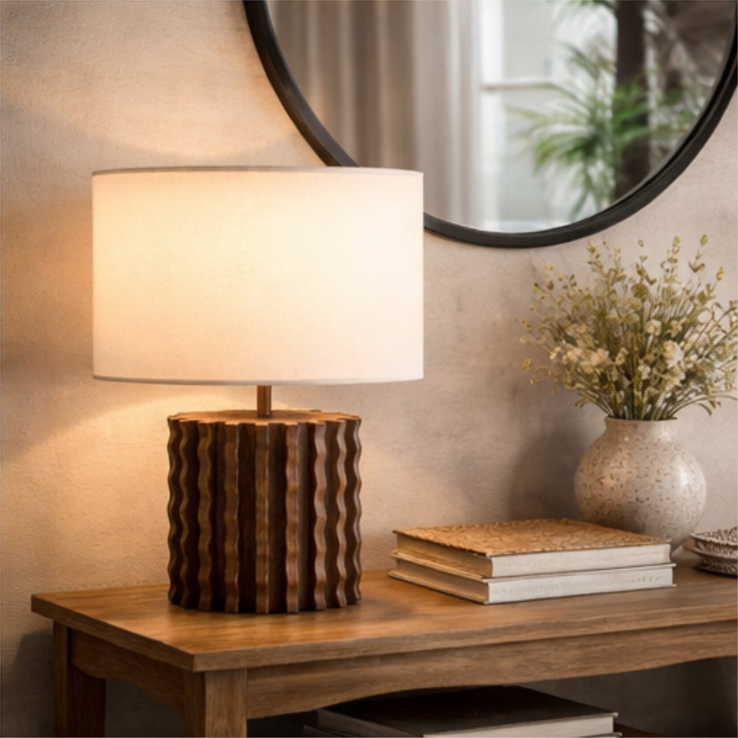 Swirl Oak Table Lamp