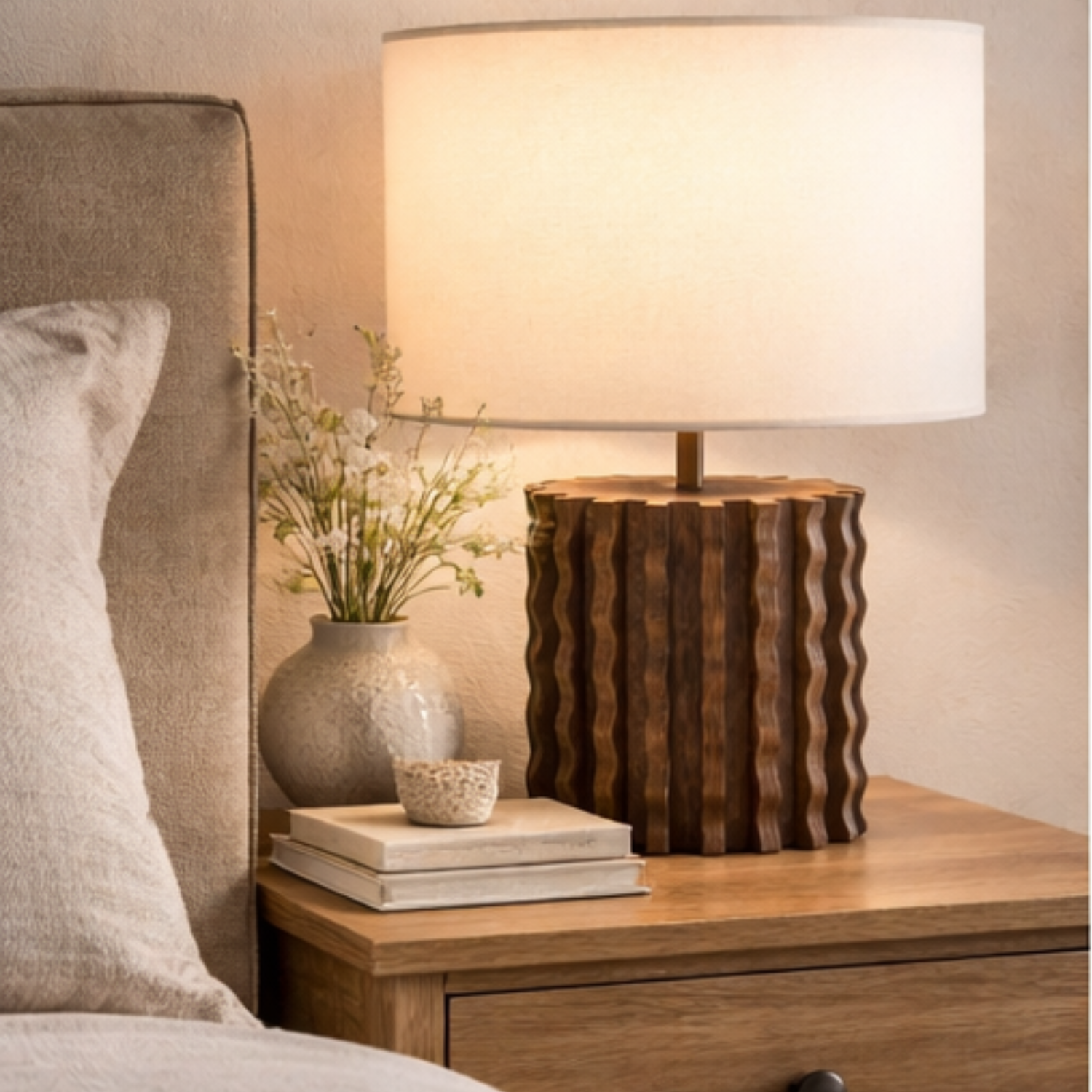 Swirl Oak Table Lamp