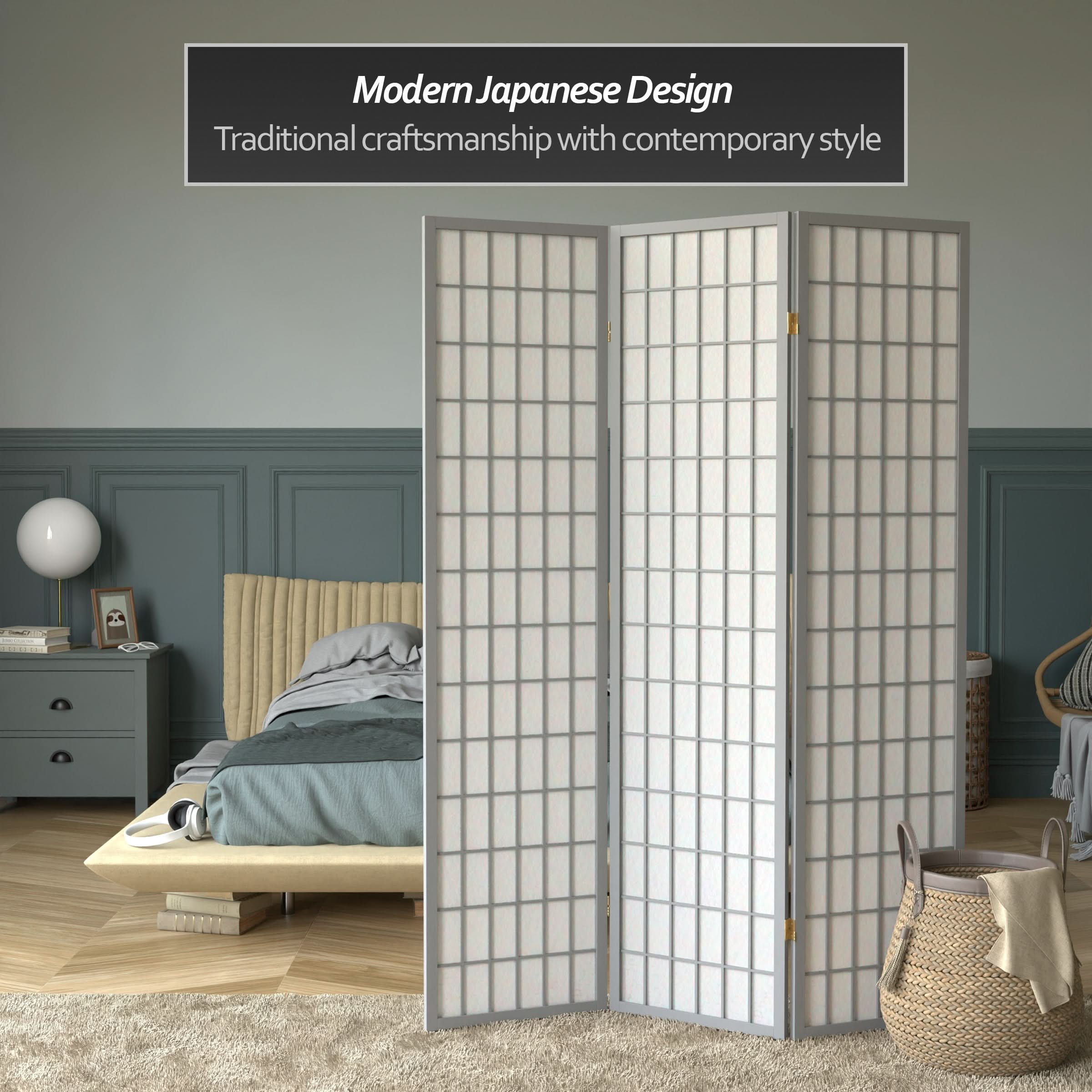 6 ft. Tall Window Pane Shoji Screen