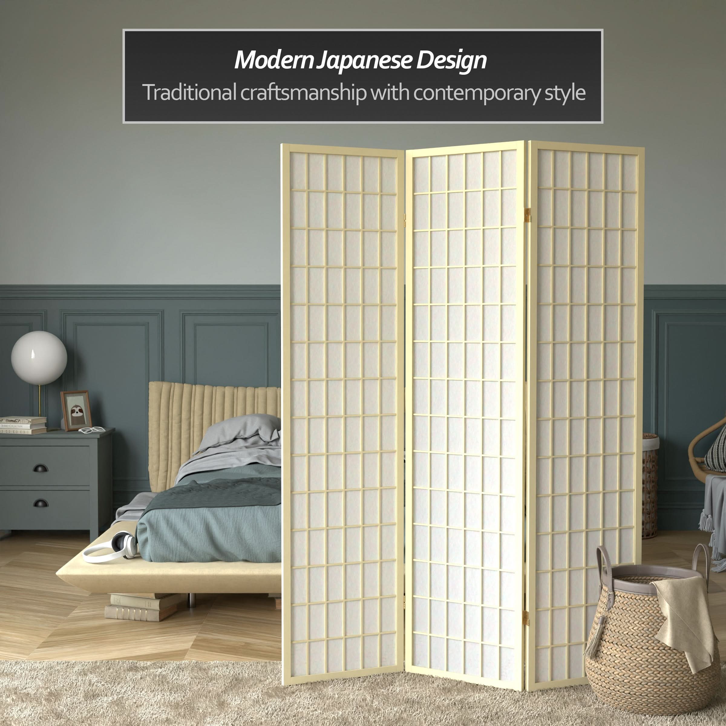 6 ft. Tall Window Pane Shoji Screen