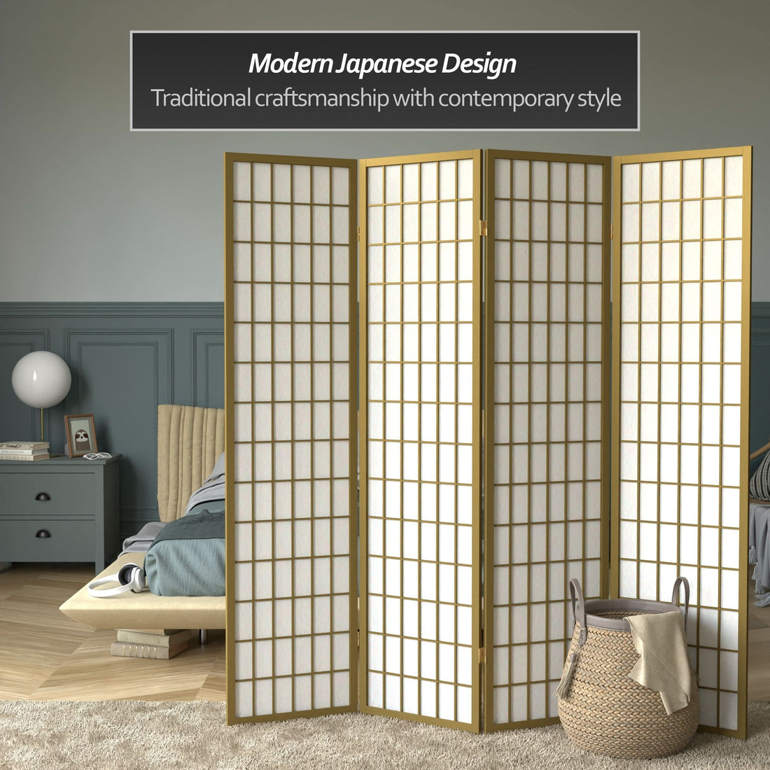 6 ft. Tall Window Pane Shoji Screen