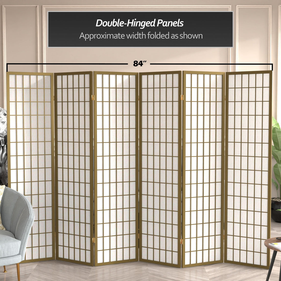 6 ft. Tall Window Pane Shoji Screen