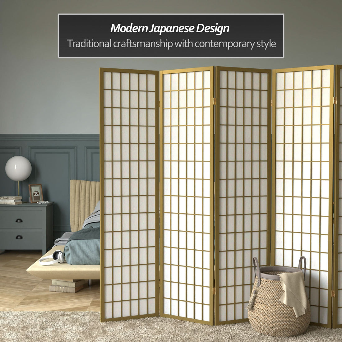 6 ft. Tall Window Pane Shoji Screen