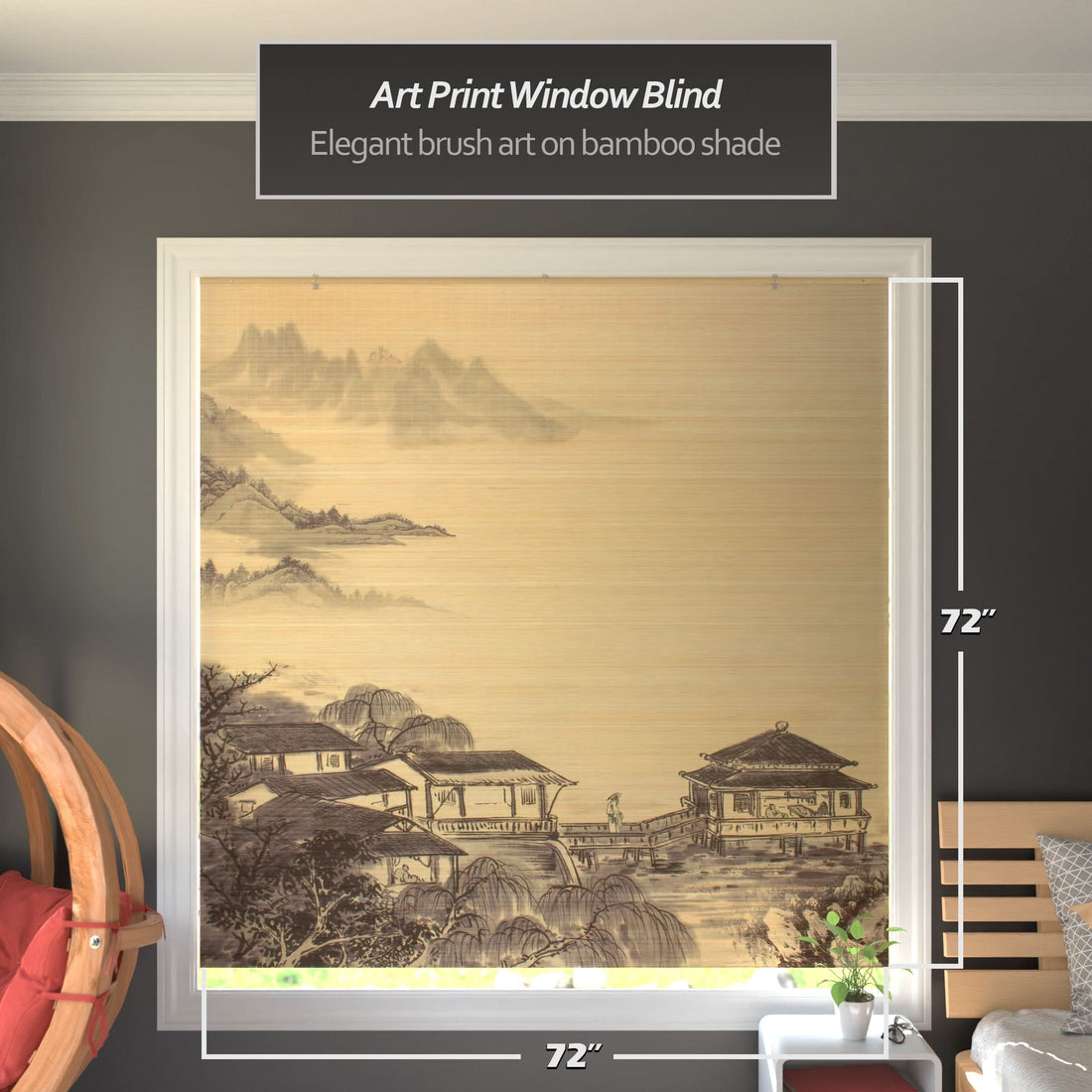 Landscape Bamboo Window Shade Blind
