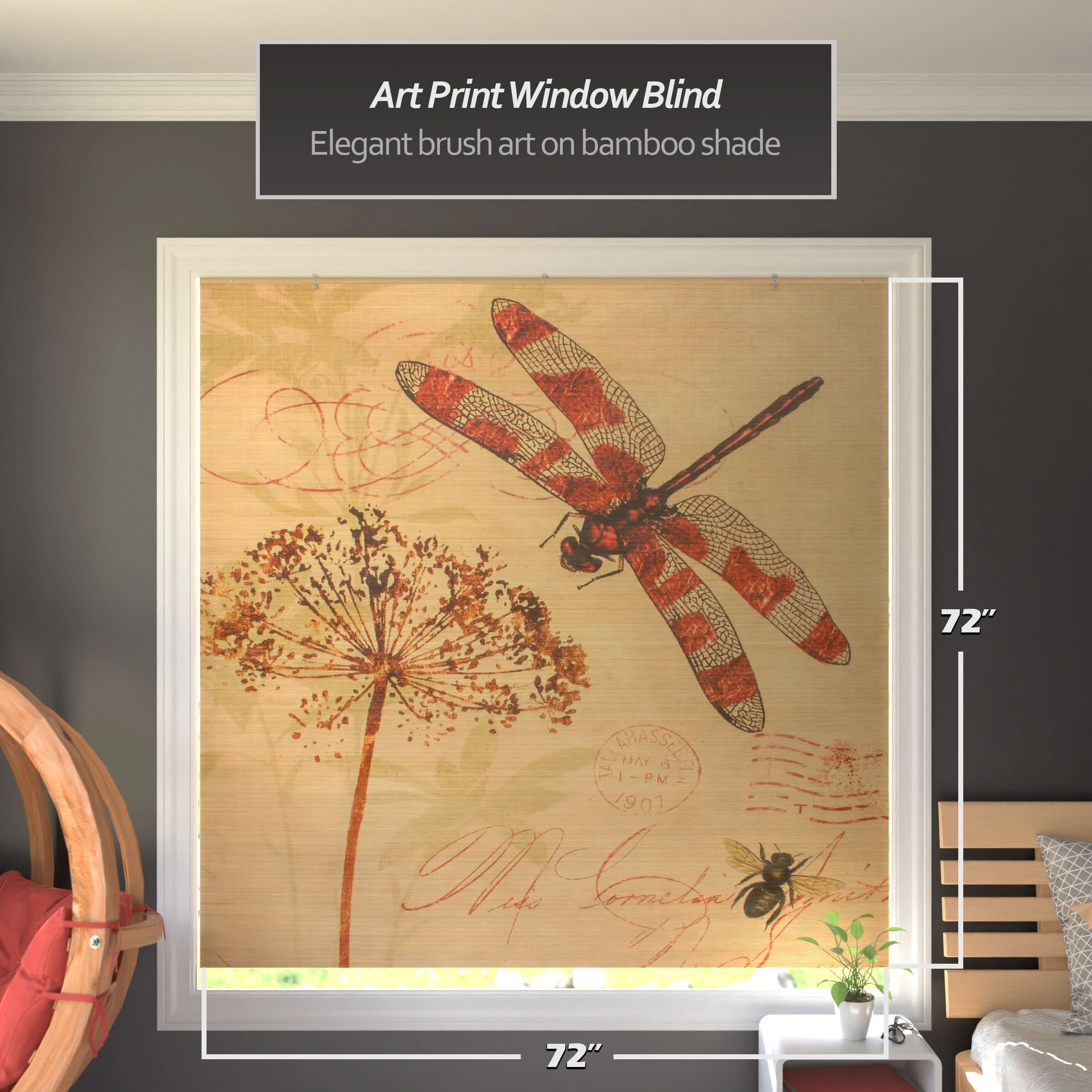 Dragonfly Bamboo Window Shade Blind