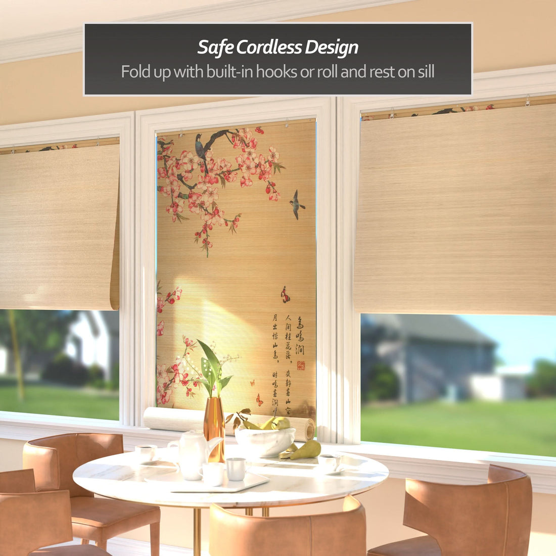 Sakura Blossom Bamboo Window Shade Blind