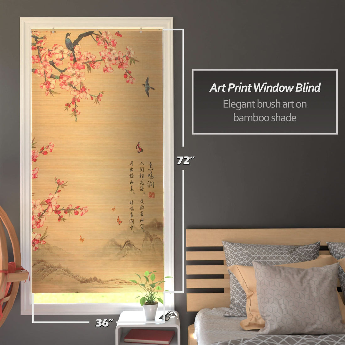 Sakura Blossom Bamboo Window Shade Blind