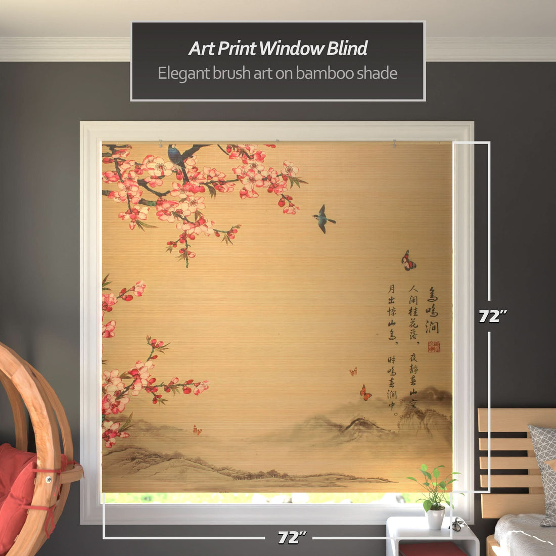 Sakura Blossom Bamboo Window Shade Blind
