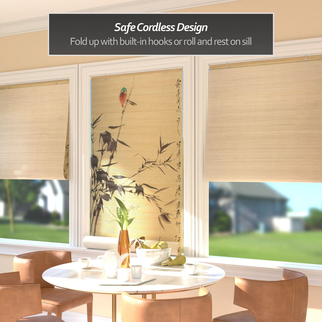 Nesting Birds Bamboo Window Shade Blind