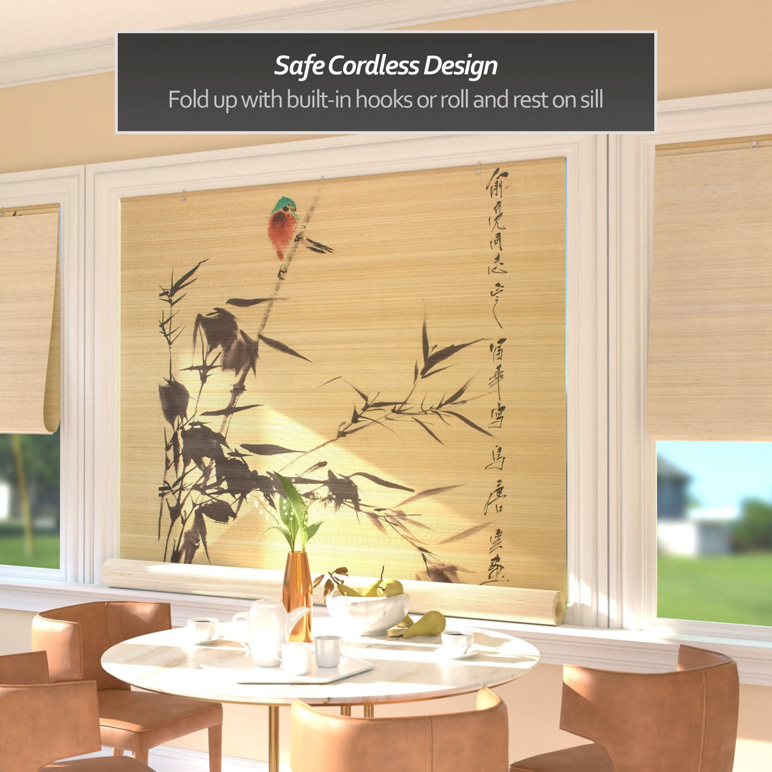 Nesting Birds Bamboo Window Shade Blind