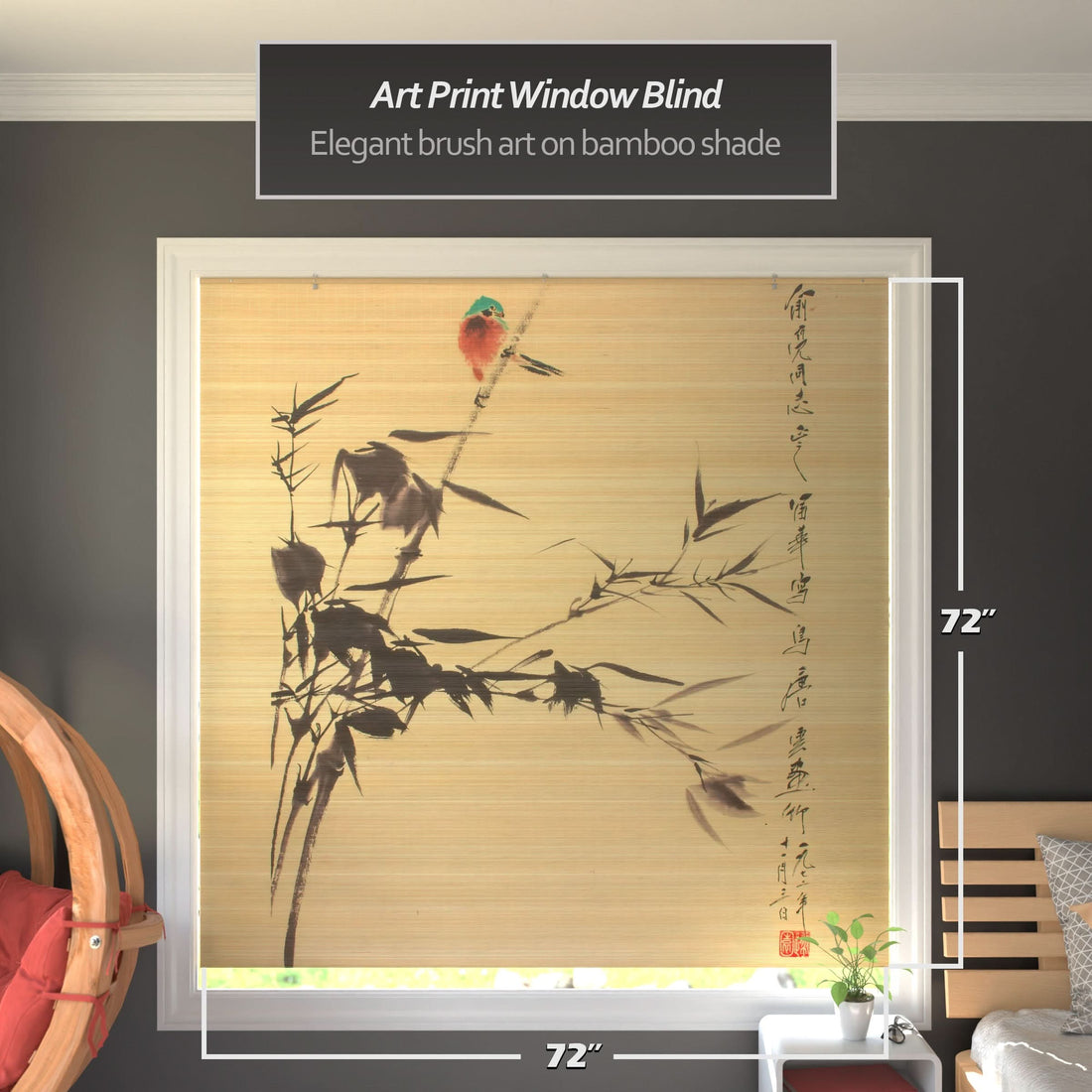 Nesting Birds Bamboo Window Shade Blind