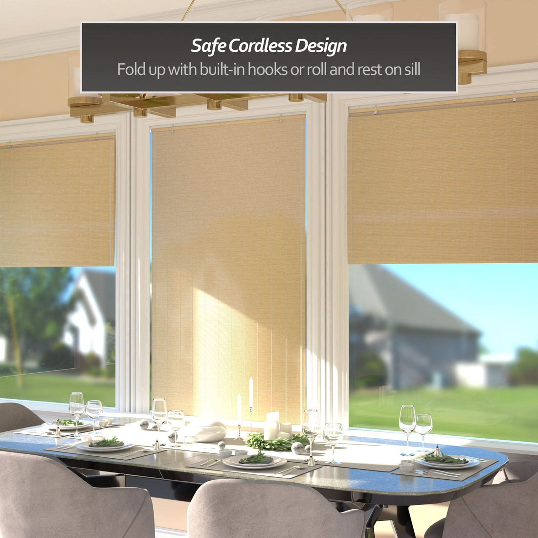 Natural Matchstick Cordless Bamboo Window Shade