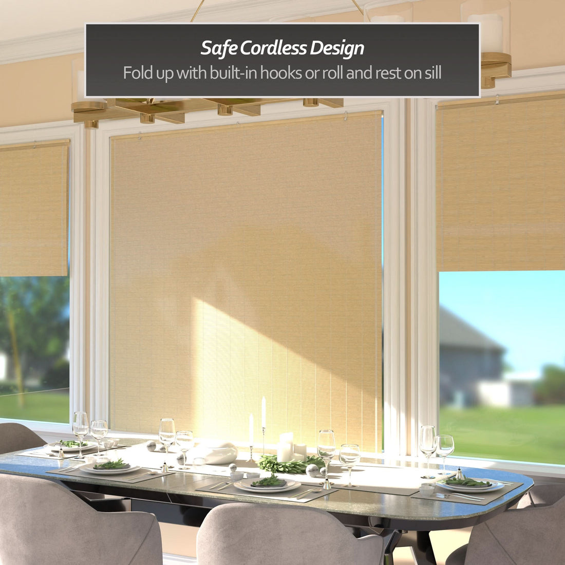 Natural Matchstick Cordless Bamboo Window Shade