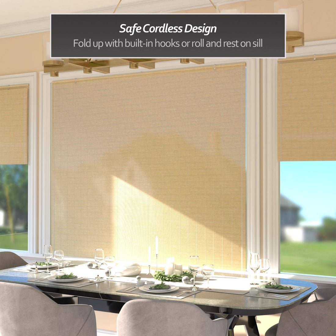 Natural Matchstick Cordless Bamboo Window Shade