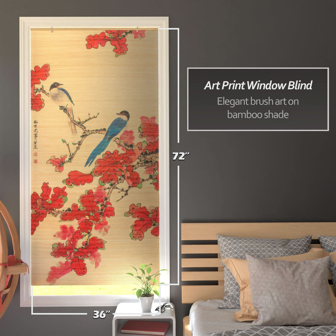 Roosting Bird Bamboo Window Shade Blind