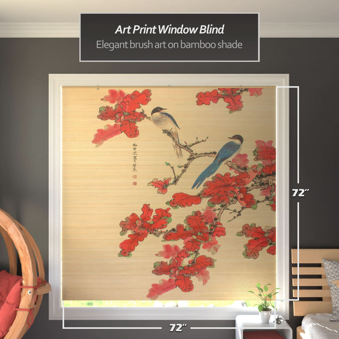 Roosting Bird Bamboo Window Shade Blind