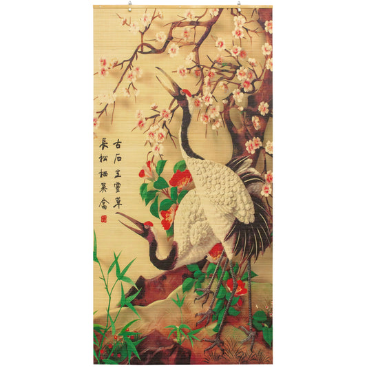 Red-Crowned Cranes Bamboo Window Shade Blind